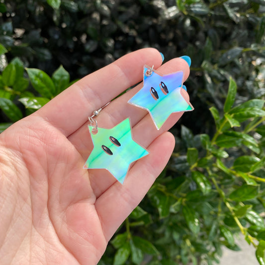 Super Star Iridescent Acrylic Earrings