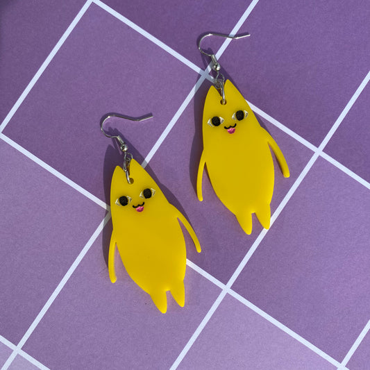 Yellow Cat Father Acrylic Earrings