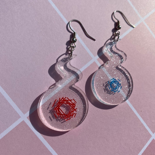 TBHK Clear Glitter Hakujoudai Hanako-kun Inspired Acrylic Earrings