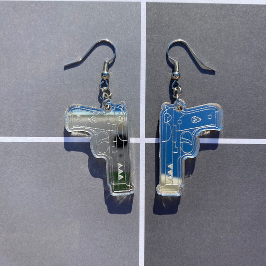 Symmetrical Twin Pistol Mirror Acrylic Earrings