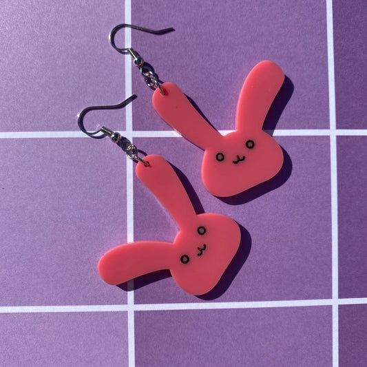 Pink Bunny Acrylic Earrings