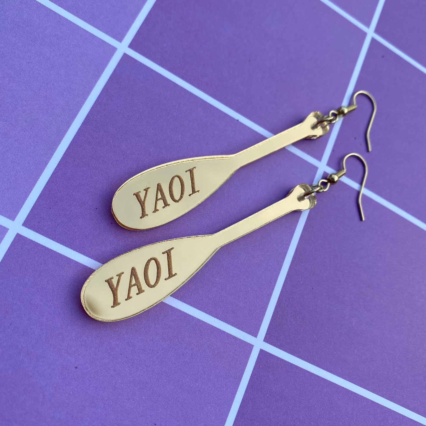Cursed Golden Yaoi Paddle Acrylic Earrings