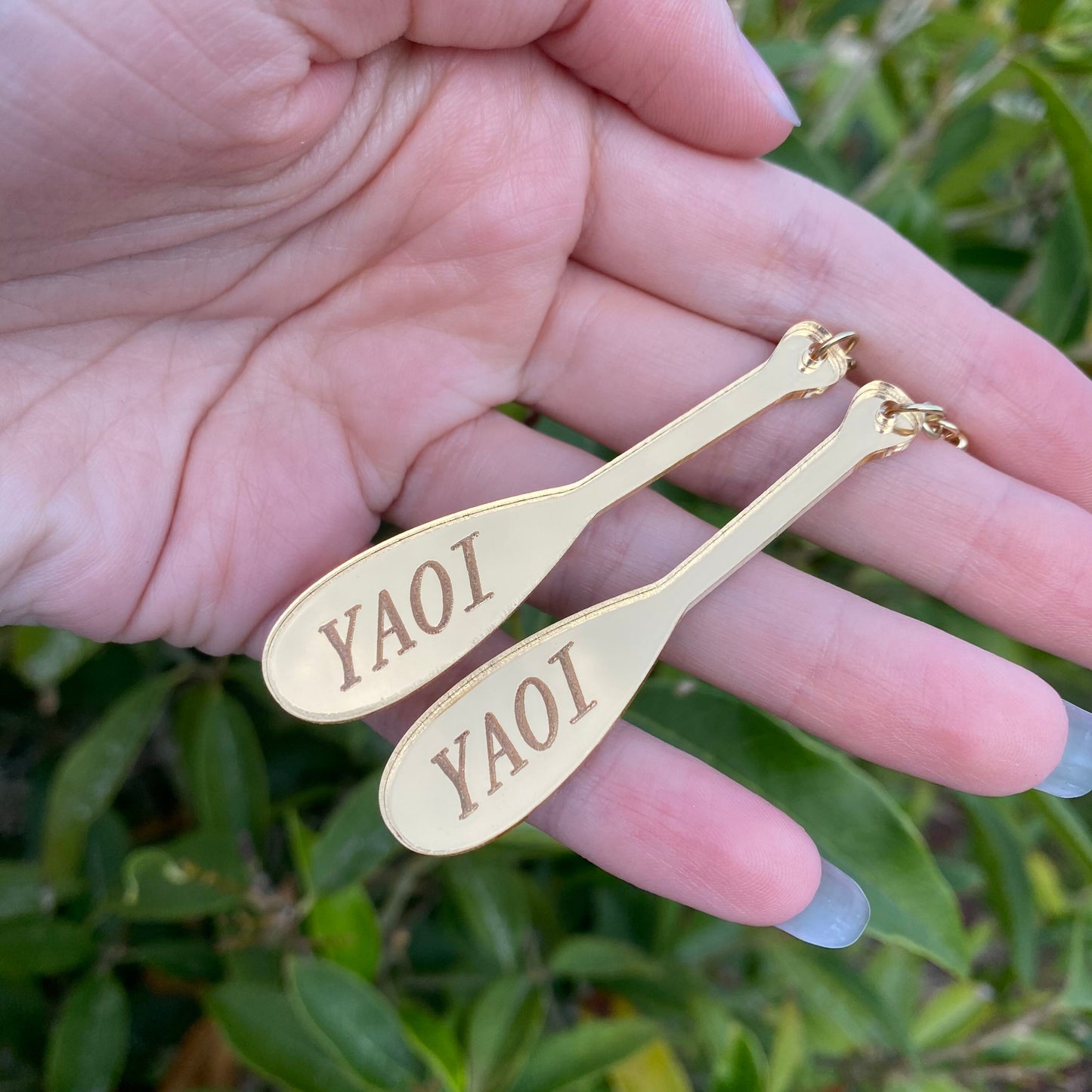 Cursed Golden Yaoi Paddle Acrylic Earrings