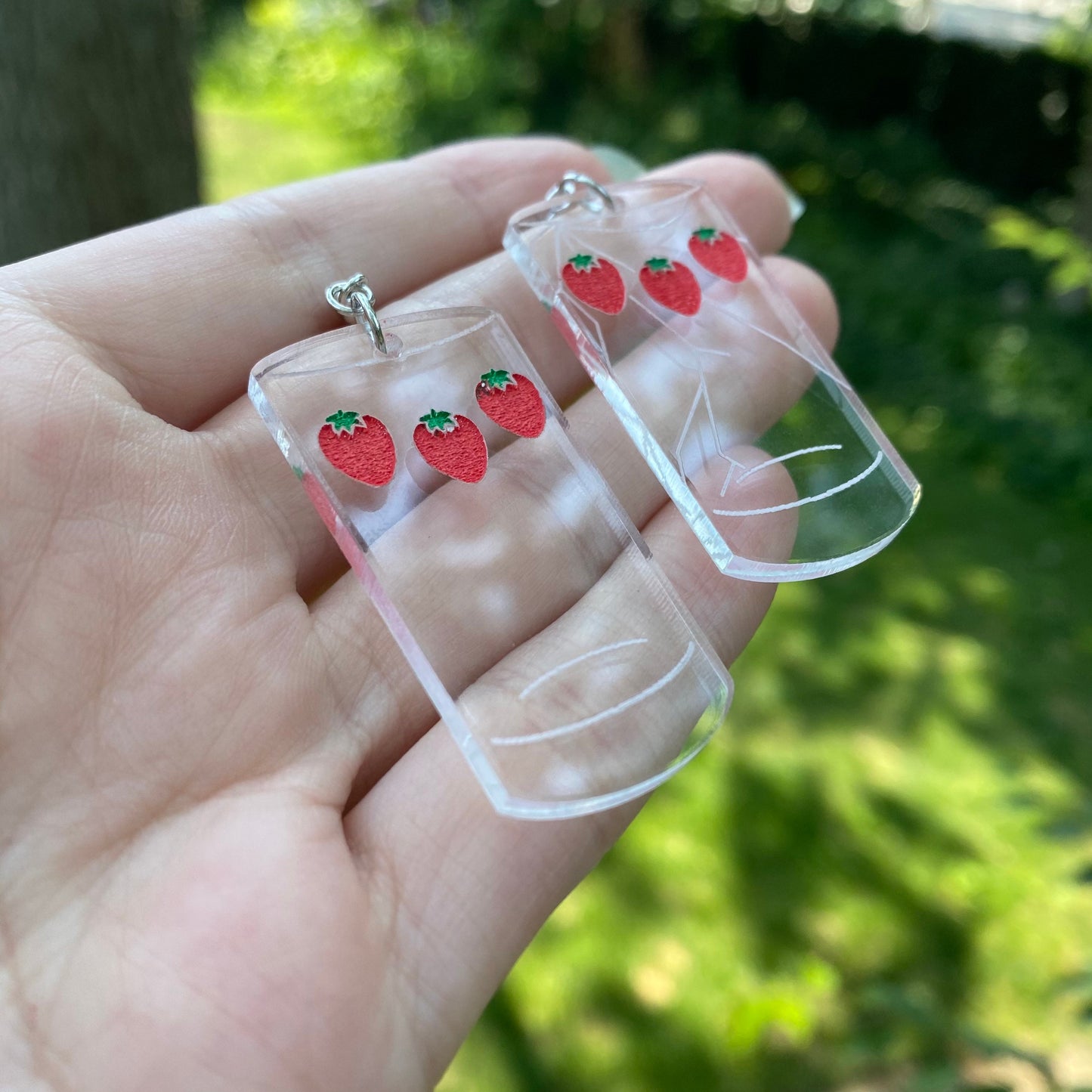 Cracked Matching Strawberry Cups Nana Inspired Acrylic Earrings