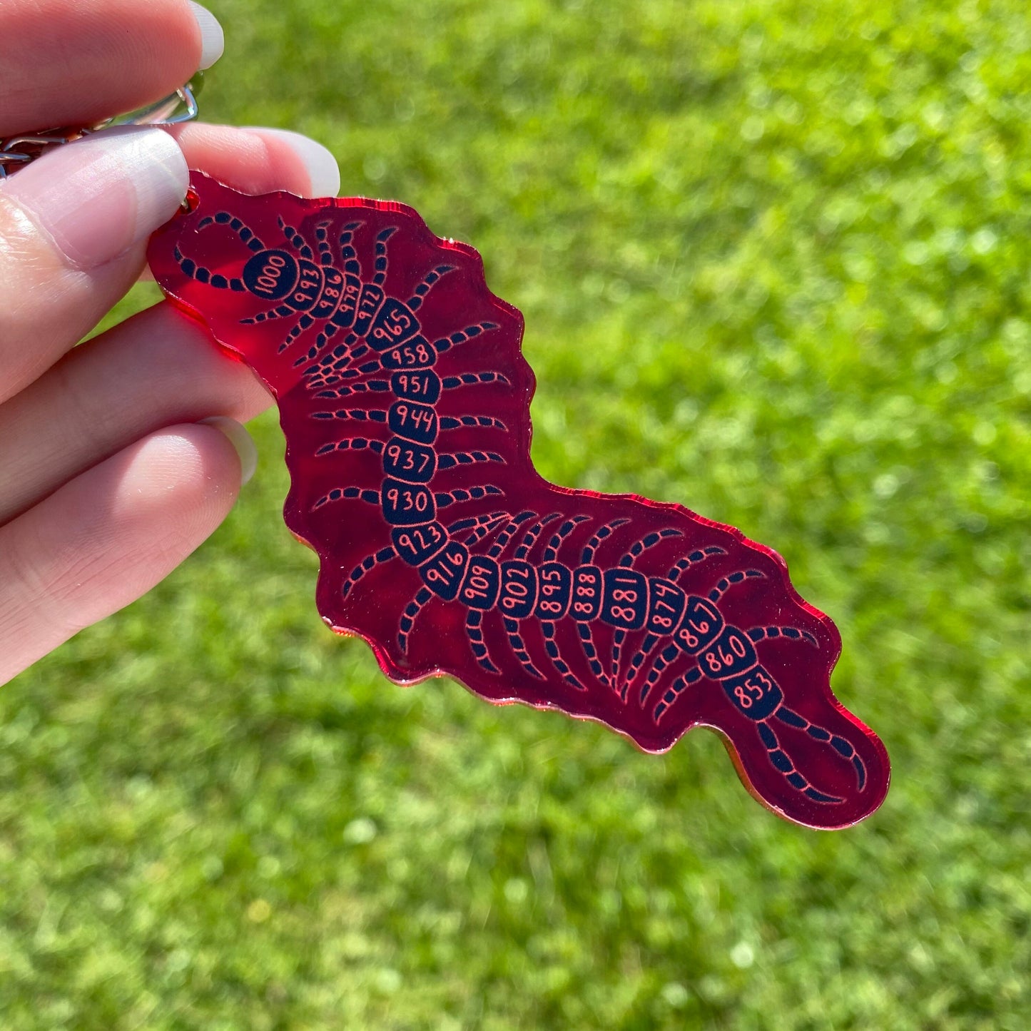 1000-7 Red Centipede Acrylic 3.5” Inch Keychain