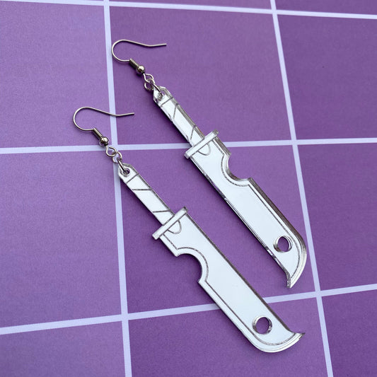 Mist Demon Long Sword Mirror Backed Acrylic Earrings