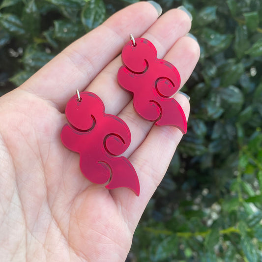 Red Cloud Mirror Acrylic Earrings