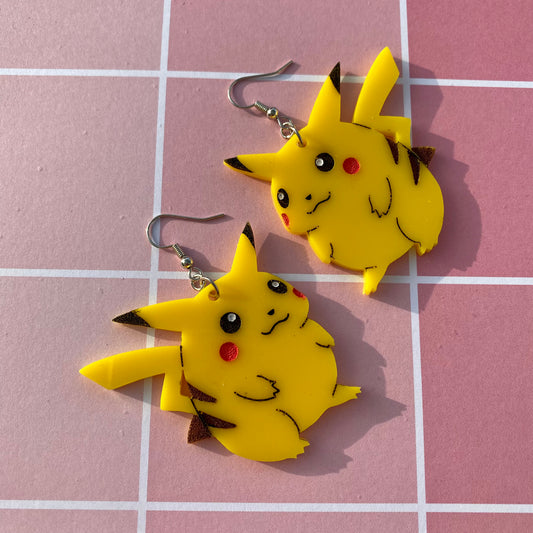 Pikachu Large Acrylic Earrings