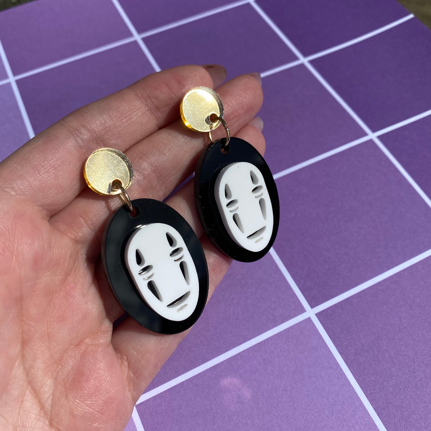 No Face Gold Coin Acrylic Stud Earrings