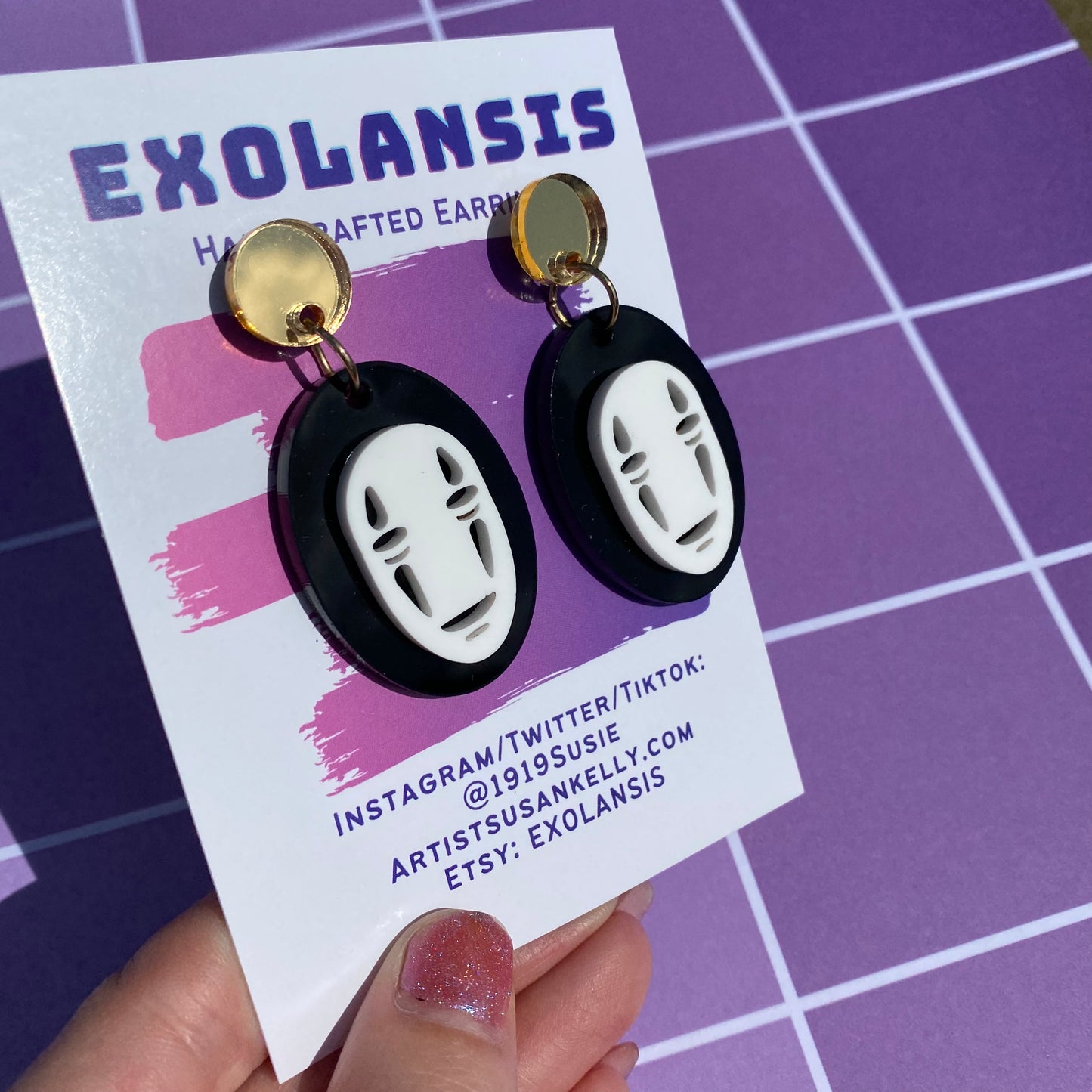No Face Gold Coin Acrylic Stud Earrings