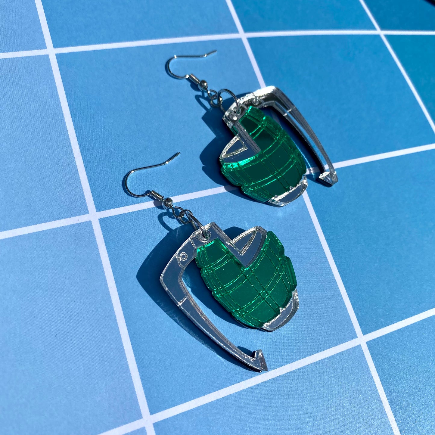 SMALL Grenade Gauntlets Mirror Acrylic Earrings