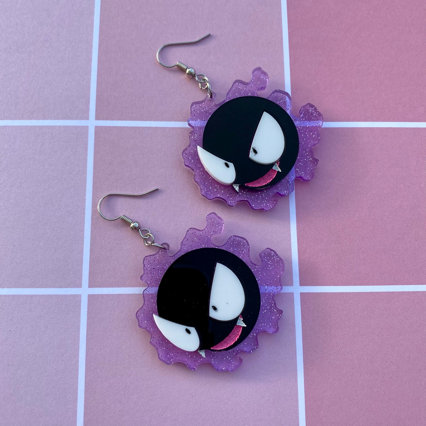 Gastly Light Glitter Acrylic Earrings