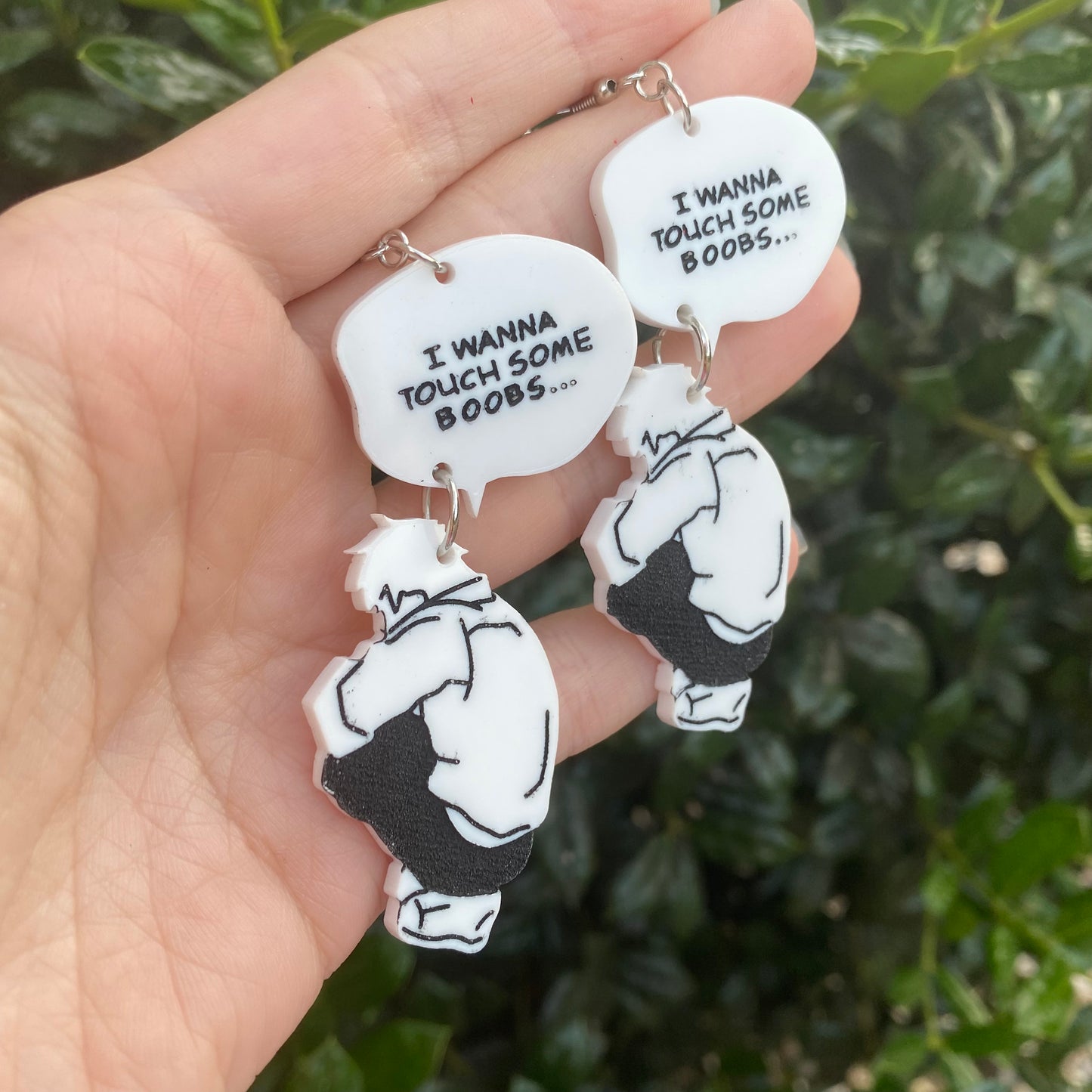 “I just wanna touch some boobs….” Chainsaw Man Inspired Acrylic Earrings