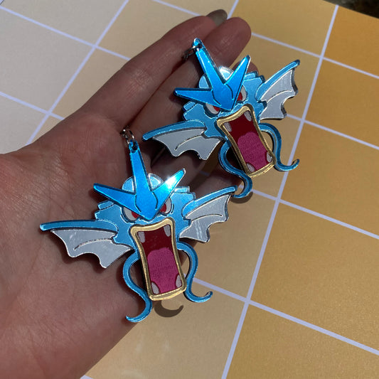 Mirrored Gyarados Acrylic Earrings