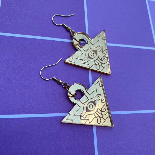 Millennium Puzzle Gold Mirror Acrylic Earrings