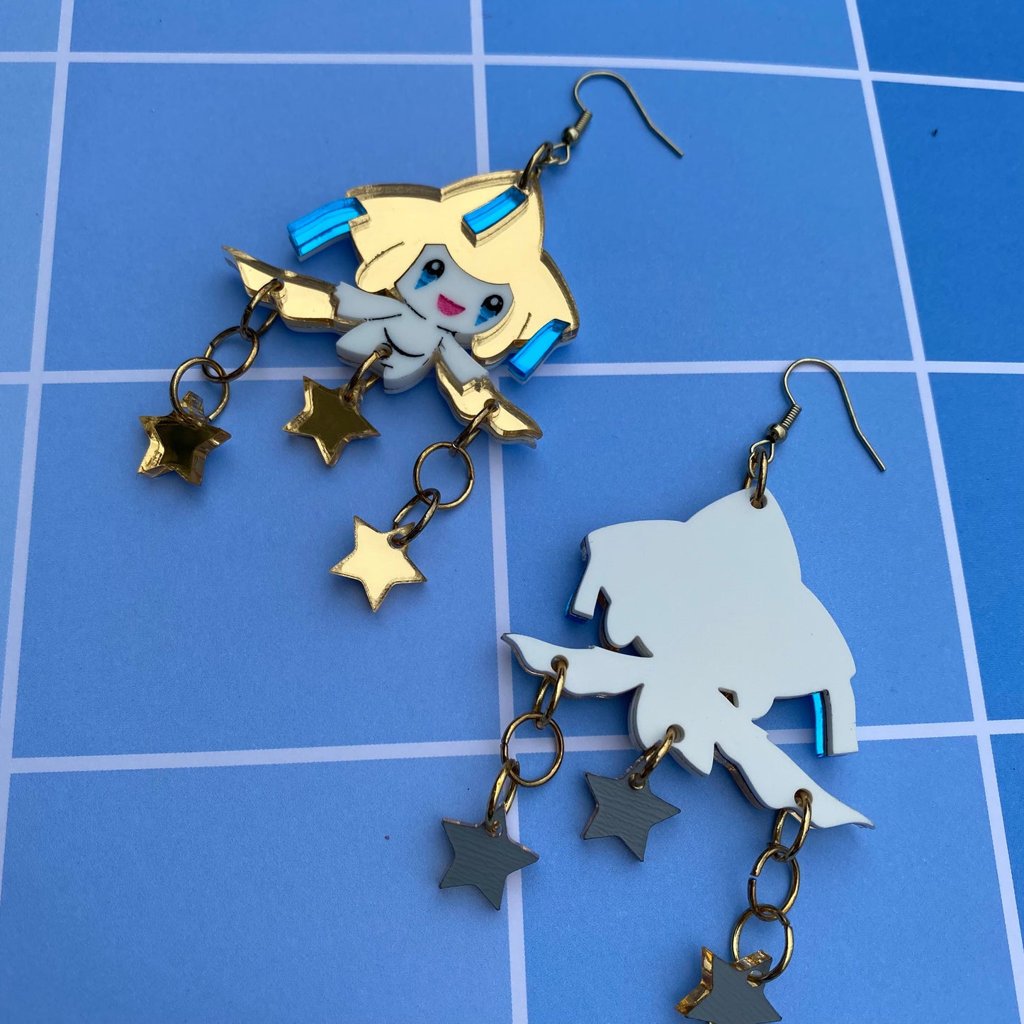 Jirachi Golden Star Acrylic Earrings