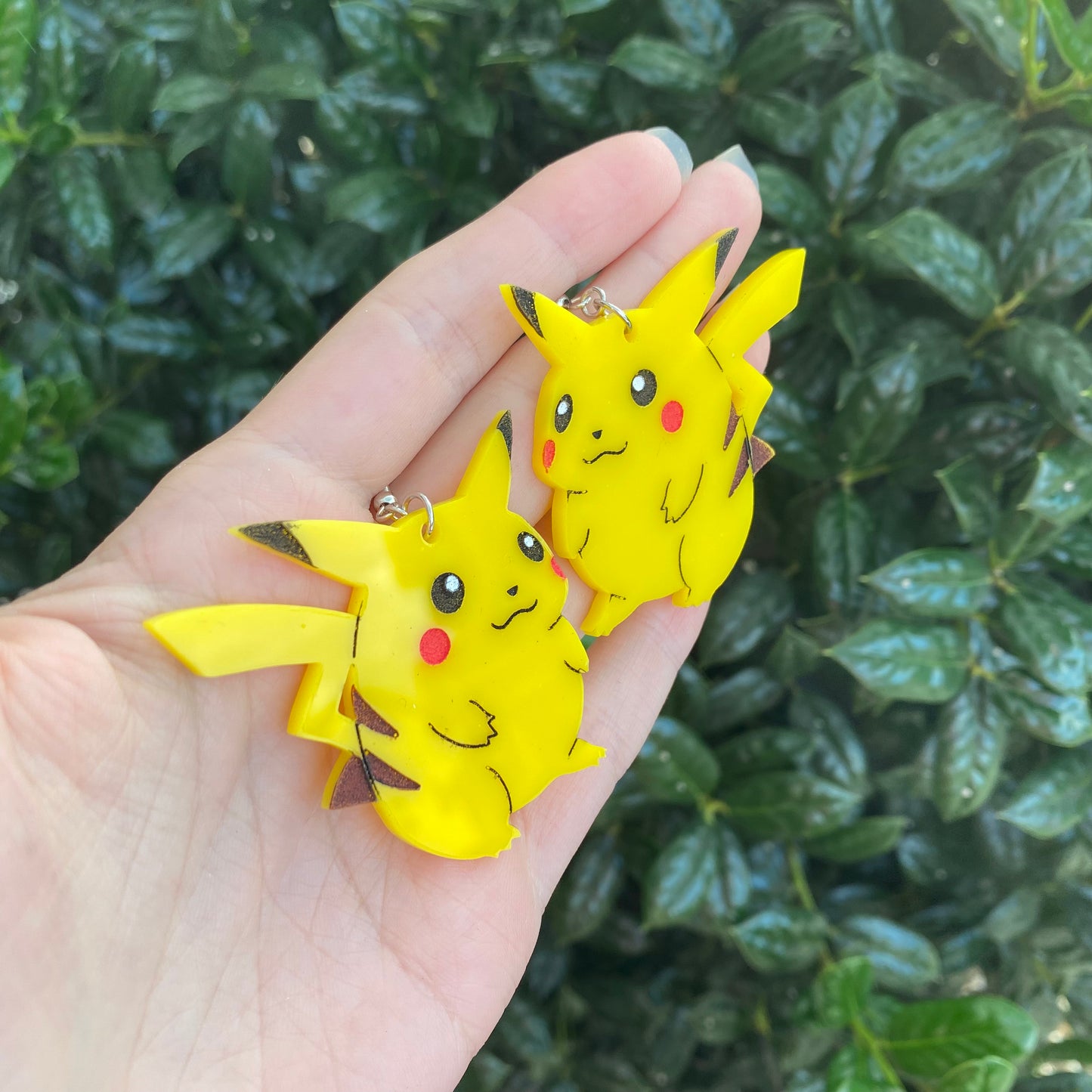 Large Round Pikachu Acrylic Earrings