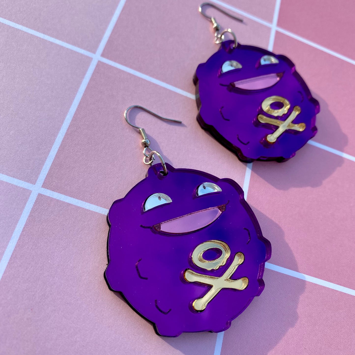 Large Koffing Mirrored Acrylic Earrings