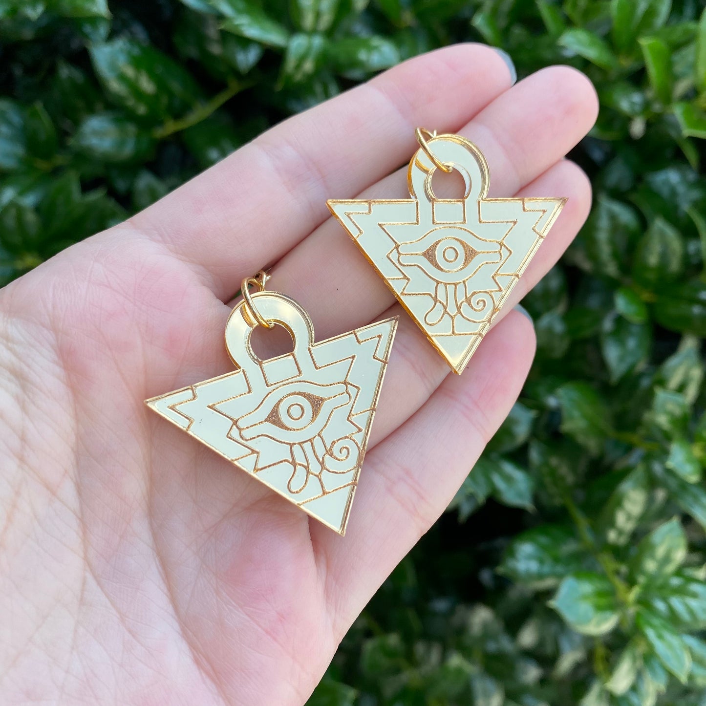 Millennium Puzzle Gold Mirror Acrylic Earrings