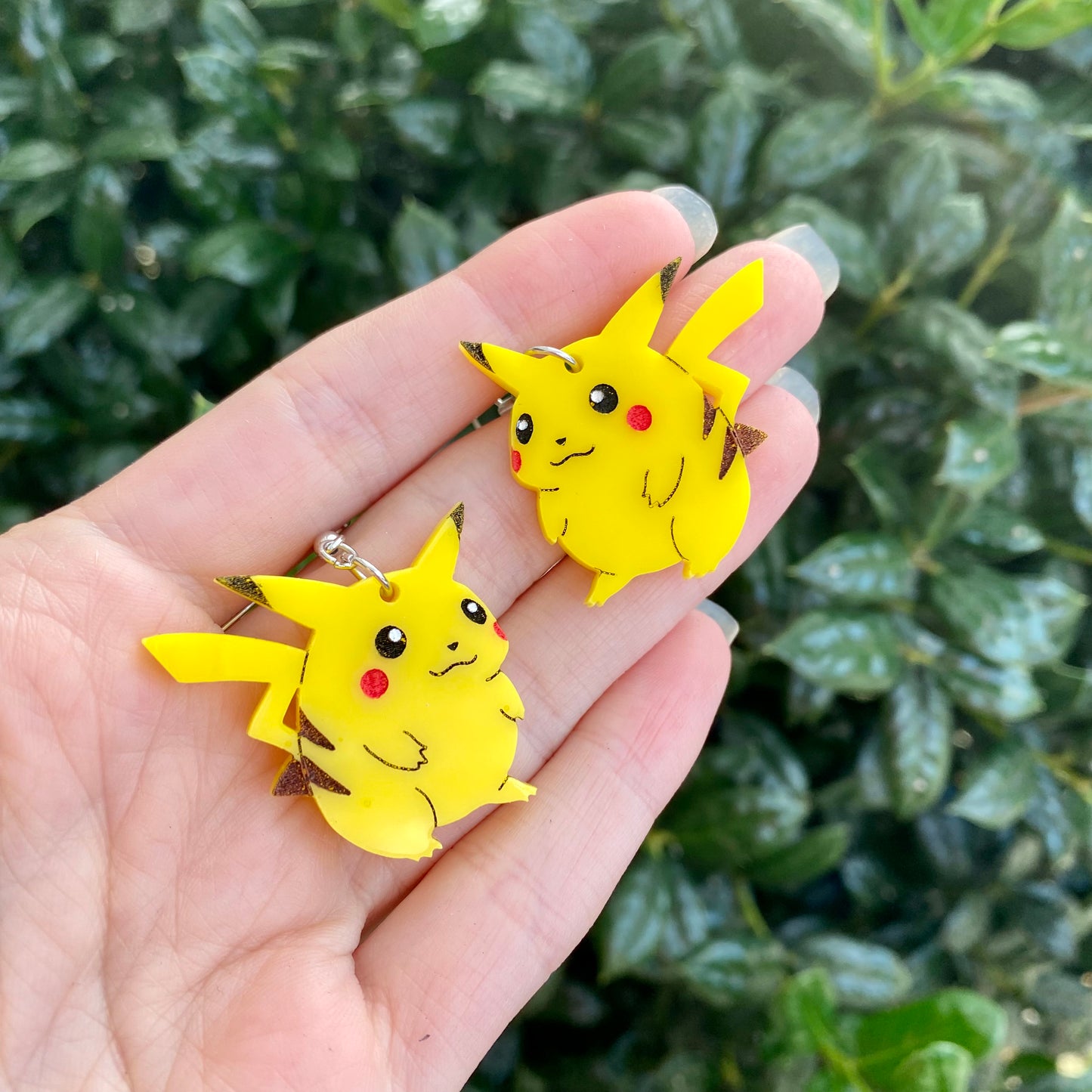 Small Round Pikachu Acrylic Earrings
