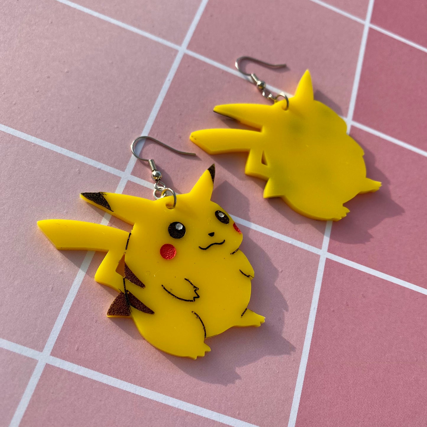 Large Round Pikachu Acrylic Earrings