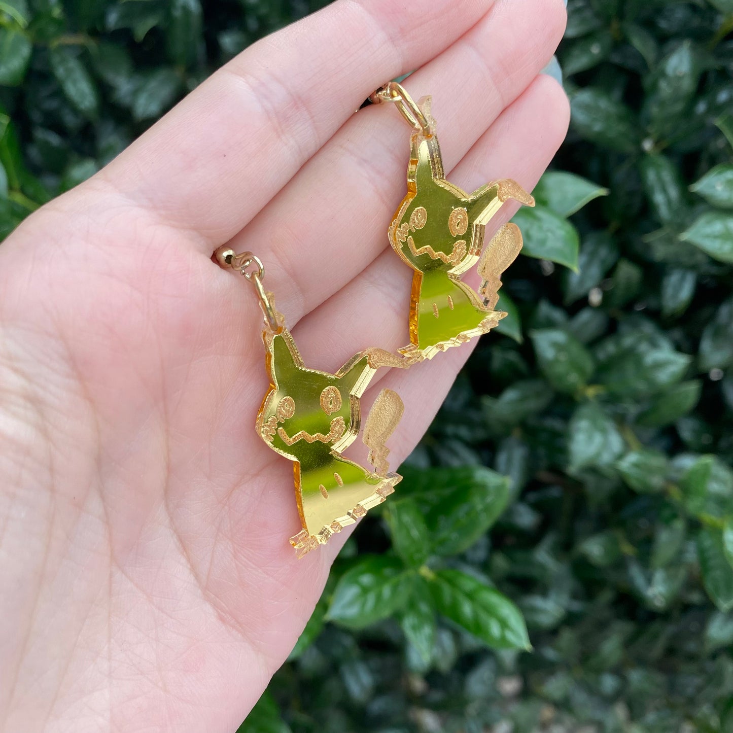 Mimikyu Golden Mirror Acrylic Earrings