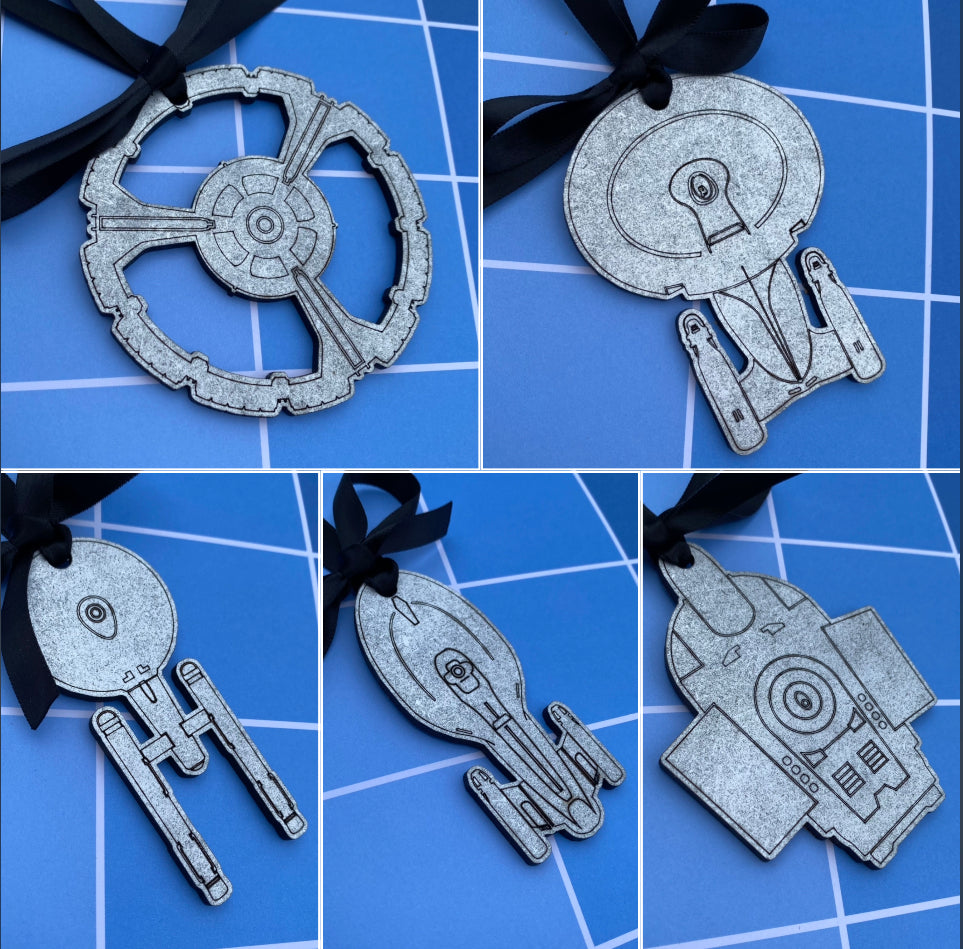 Trek Ships Wood Ornaments - Individual and set!!