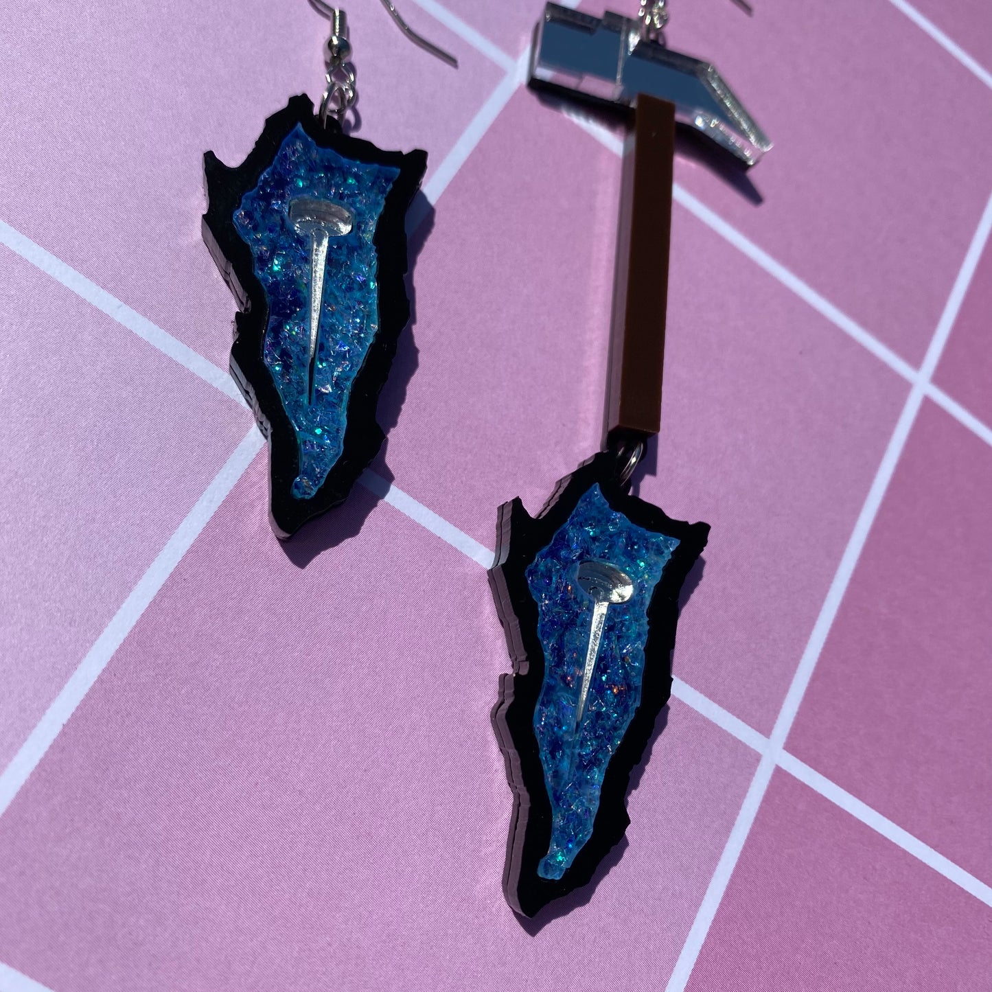Cursed Hammer and Nail Acrylic Earrings