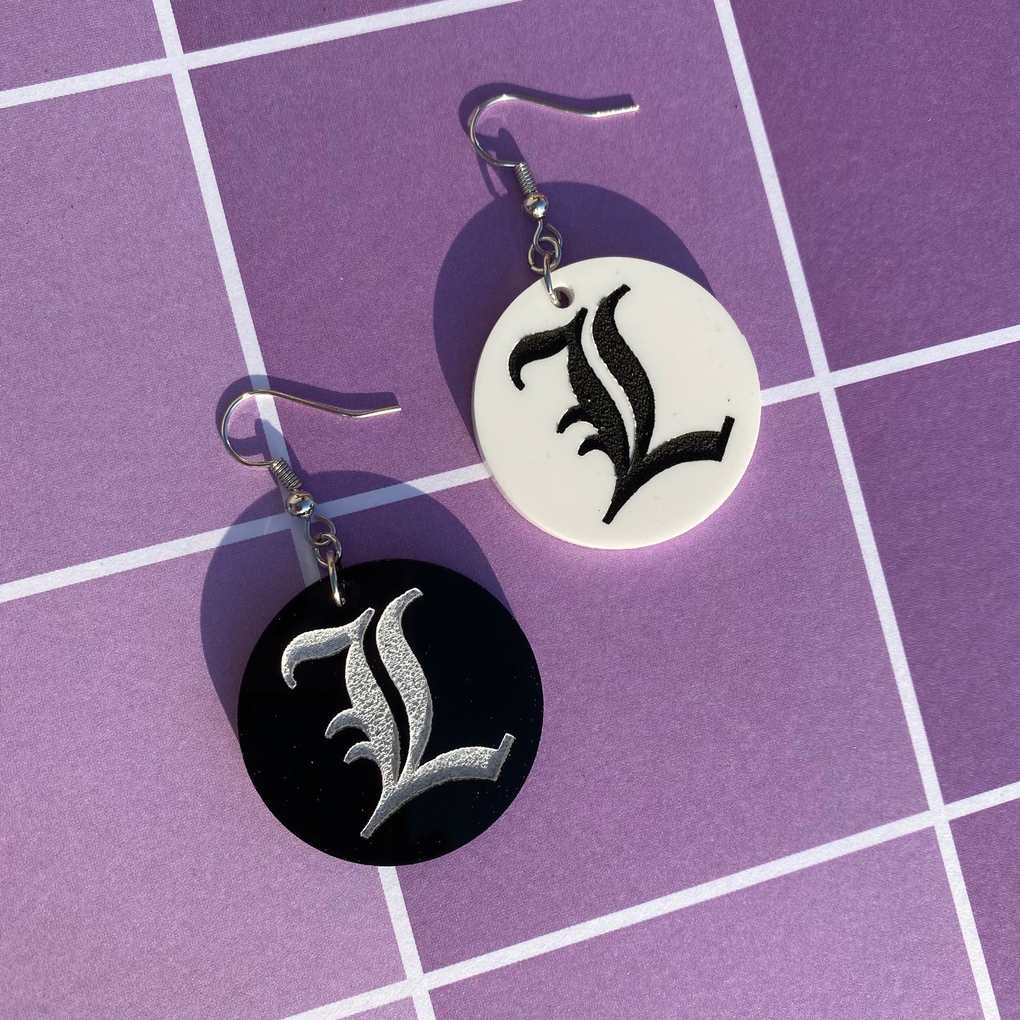 Black and White L Acrylic Earrings