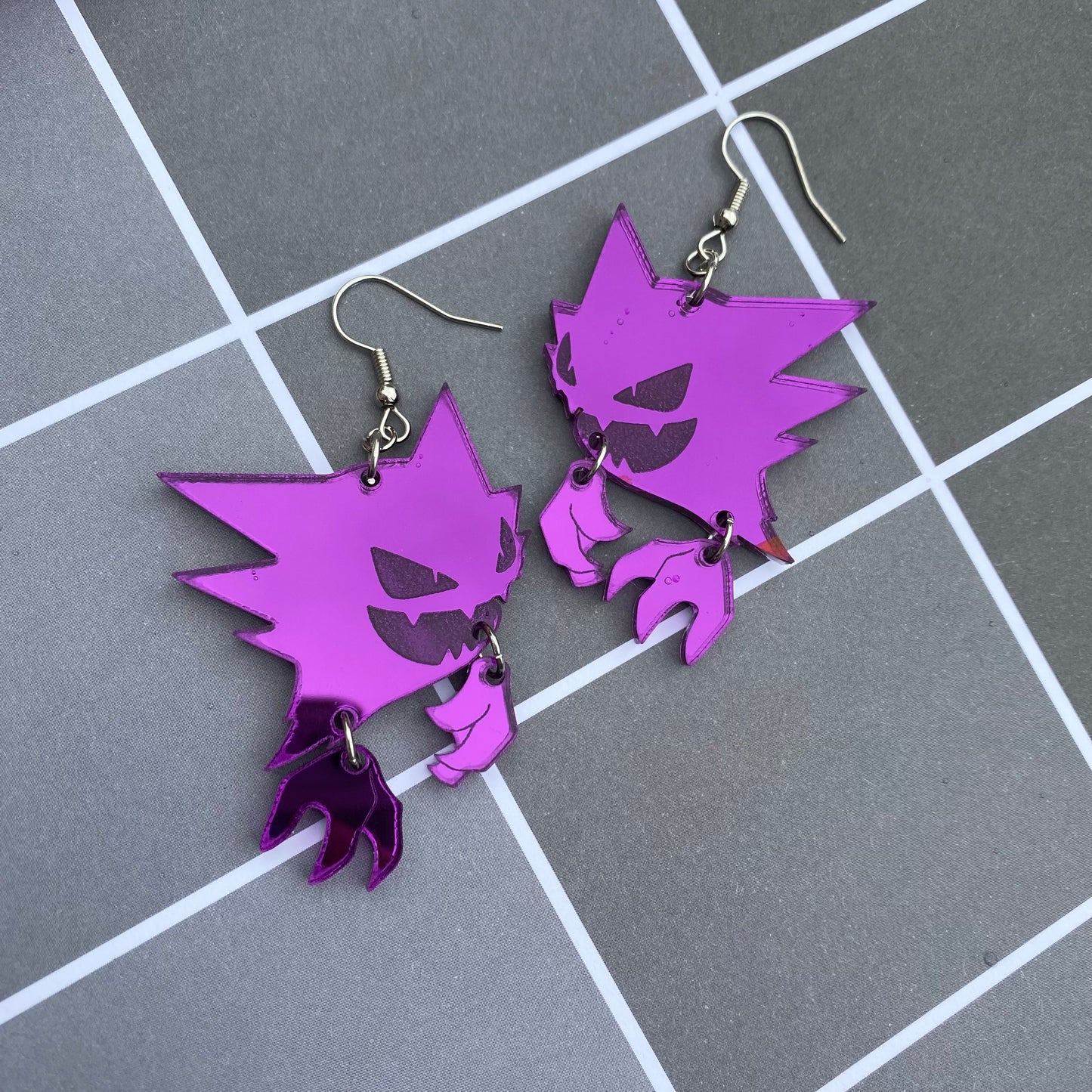 Small Haunter Dangly Hands Mirrored Acrylic Earrings