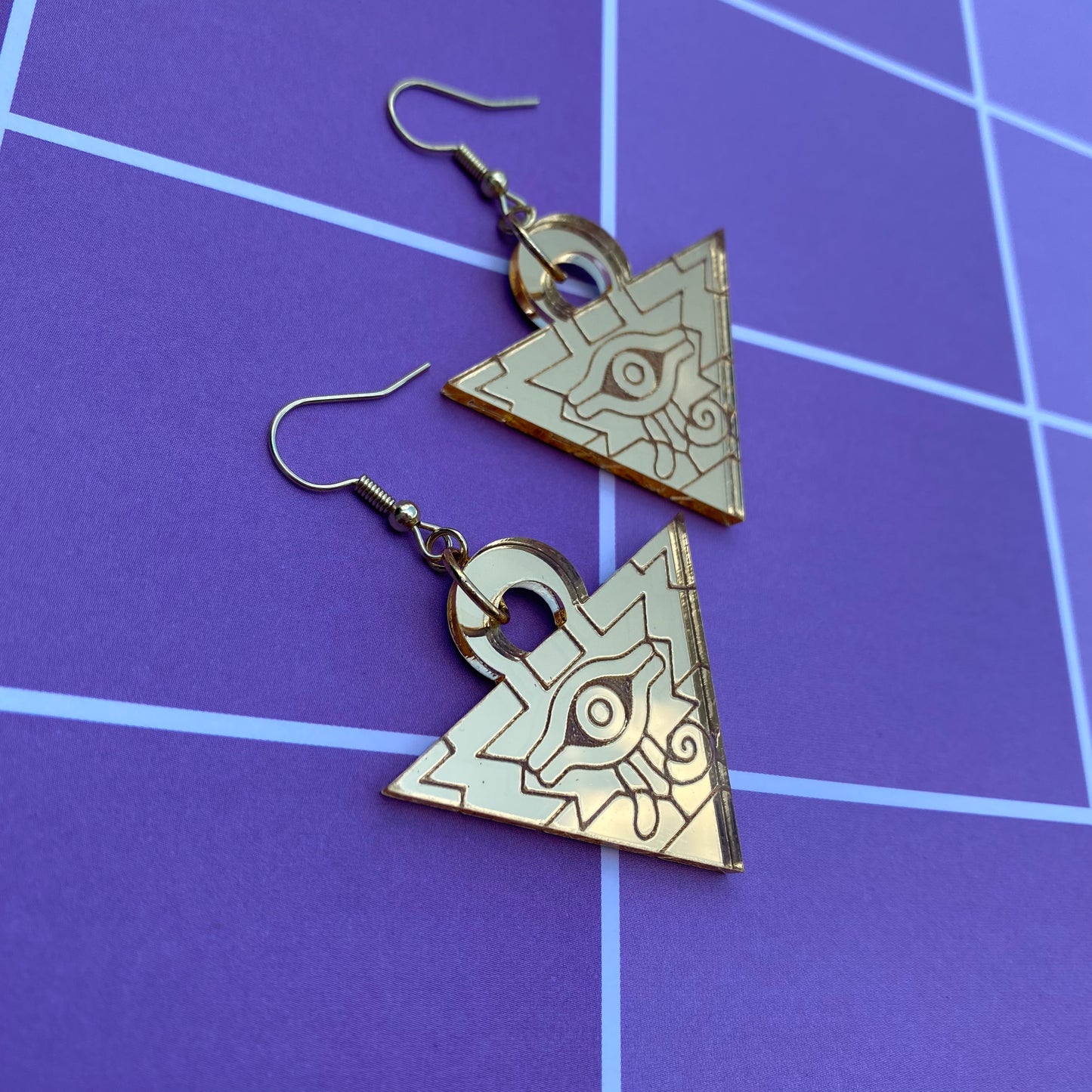 Millennium Puzzle Gold Mirror Acrylic Earrings