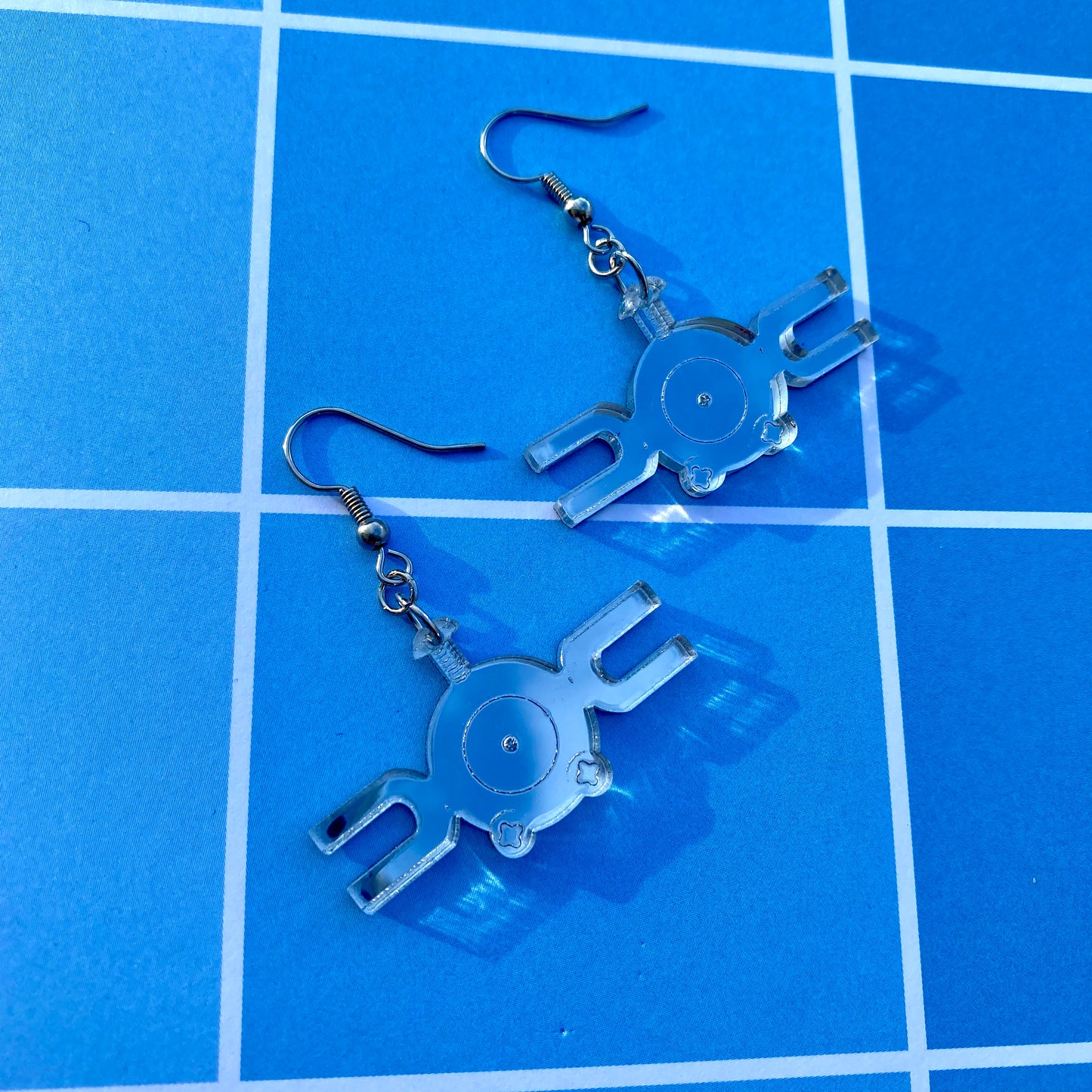 Small Magnemite Mirrored Acrylic Earrings