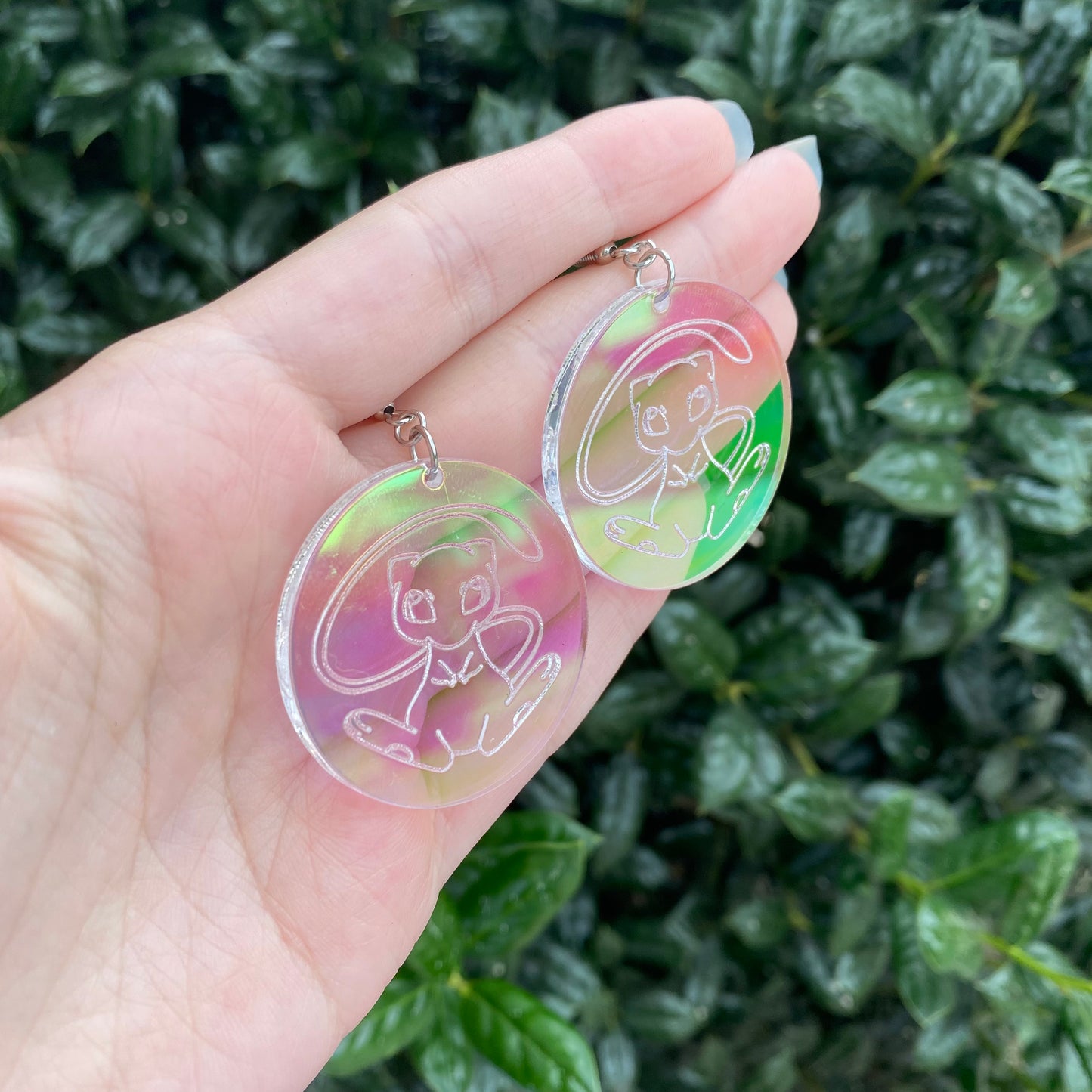 Mew in Iridescent Bubble Acrylic Earrings