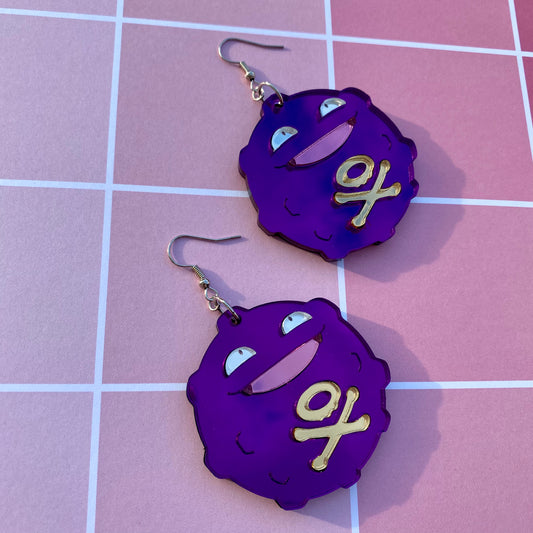 Koffing Mirrored Large Acrylic Earrings